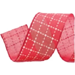 Fita Aramada - Quadriculada Vermelha/Branca - 3,8cm x 914cm- Cromus Natal - 1 unidade - Rizzo