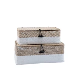 Kit 2 caixas organizadoras armazenamento decorativa palha seagrass - Oikos