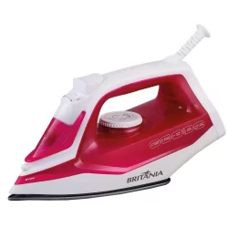 Ferro de Passar a Vapor Britânia BFV201R Super Carbon 1250W 190mL Autolimpante com Base Antiaderente