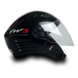 Capacete Fw3 Para Moto X Open Classic Preto Brilhante Tamanho 58 Viseira Cristal FW3 Forro Removível