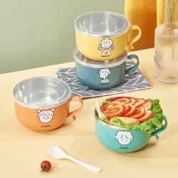 Lancheira inoxidável Sanrio Home Bento Tigela de macarrão instantâneo Tigela de sopa Tigela de jantar Tigela circular
