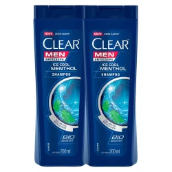 Shampoo Clear Men Ice Cool Menthol 200ml | Kit com duas unidades