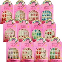 Kit 144 Unhas Postiça Infantil 12 Caixas （1caixa com 12 unhas）Contém Comprimidos de cola sólida