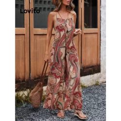 (Trendy) Lovito Macacão Boho Ditsy Com Estampa Floral Para Mulheres LNL77193
