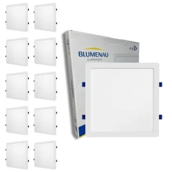 kit 9 Painel Plafon Quadrado Embutir 24w Play 6500k 4000k 3000k Blumenau Iluminação Bivolt