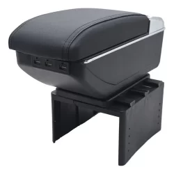 Apoio de Braço Universal Automotivo 7 Entradas USB Courvin Preto com Porta Copos Retrátil