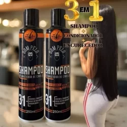 kit 2 Shampoos escurecedores Dom Pelo 250ml- Reduz fios brancos ORIGINAL DOM PELO