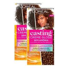Kit 2 Tintura Casting Creme Gloss Sem Amônia L'oréal Paris Poder Iluminador Cor 731 Louro Mel