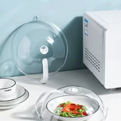 Tampa Para Microondas Protetor Alimentos Anti Sujeira Comida Com Válvula Alça De Plástico Prato