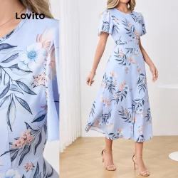 Lovito Vestido Feminino Elegante Com Estampa Floral Primavera/Verão LBL25039
