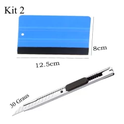 Kit 2 Ferramentas Estilete Metal Profissional Com Espátula Para Embalagens Aplicação De Adesivo