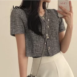 Lovito Blazer Casual Blazer Frontal Com Botão Liso Para Mulheres LNM66084