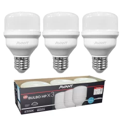 Kit 3 Lampada Bulbo 20W Luz Branco Frio 1600lm 127v 220v Soquete E27 Led Avan