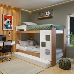 Treliche 100% MDF com Prateleira Vegas Branco/Ypê
