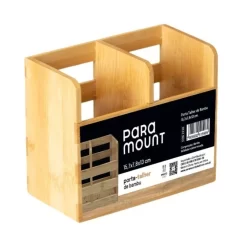Porta Talheres 100% Bambú Paramount Original 16x13x8 Cm