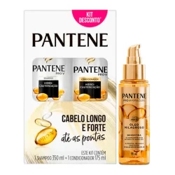 Kit Pantene Hidro Cauterização Shampoo 350ml + Condicionador 175ml + Óleo Milagroso Queratina 95ml