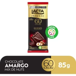 Chocolate Intense Amargo 60% Mix De Nuts Lacta 85g