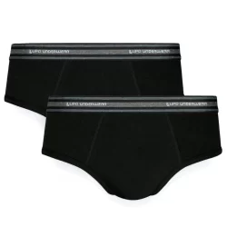 Kit Cueca Slip Lupo Com Elastano 2 Peças - Preto