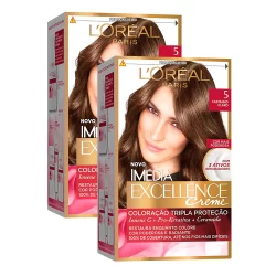 Tintura Creme Imédia Excellence L'oréal Castanho Claro 5 | Kit com duas unidades