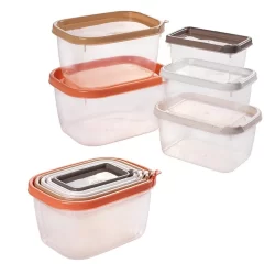 Kit 5 Potes Encaixáveis Retangulares Plástico Plasútil