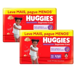 Kit 2 Fralda Roupinha Huggies Supreme Care Tamanho XXG 72 Unidades Descartáveis