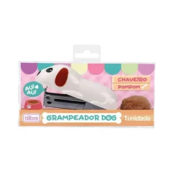 Grampeador mini dog com pompom 15 Folhas Tilibra