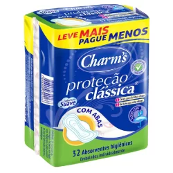 Absorvente Proteção Clássica - Com Abas Fluxo Leve 32 Unidades - Charms