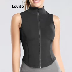 Lovito Tanque Esportivo Com Zíper Estrutura Linha Esportes Verão/Primavera Tanque Para Mulheres LNL91086