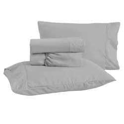 Lençol Golden 4 Peças CasalQueenKing 200 Fios Percal Bordado Inglês Super Macio Jogo Cama Elástico