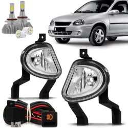 Kit Farol De Milha Corsa Classic 2003 2004 2005 06 07 08 09 10 Bot. Original + Led