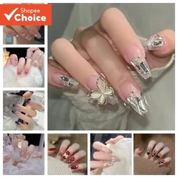 24 Unidades Glitter Borboleta Decalque De Unhas Adesivo Pontas Falsas