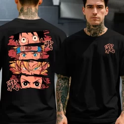 Camiseta Anime Olhos Personagens Luffy Naruto Goku Tanjiro Geek One Piece Kimetsu No Yaiba