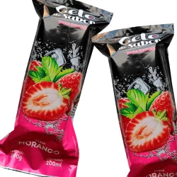 Saco BOPP Metalizado 9x21 para Gelo Saborizado Morango 200ml 190g - Embalagem Profissional - 250un