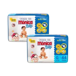 Kit 2 Fraldas Turma da Mônica Baby Mega G com 44un cada