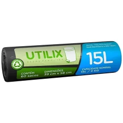 Saco Para Lixo Preto Utilix 15L 60un - Dover Roll