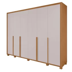Guarda Roupa Casal 100% MDF  6 Portas Easy Space Com Pés Amendoa Clean/Off White -Lopas
