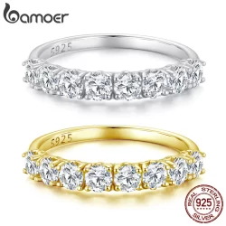 Anel De Prata Esterlina 925 Bamoer Estampado Moissanite Joias Da Moda Presentes Para Mulheres