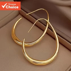 1 Par De Brincos De Argola Banhados A Ouro Com Design De Gota D'água Joias Vintage Minimalistas Para Mulheres