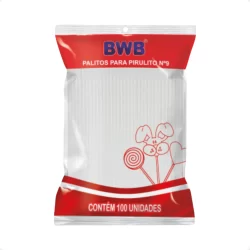 Palitos para Pirulito Pequeno Branco – 100 Un para Doces e Confeitaria
