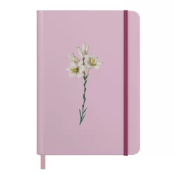 Caderno Moleskine | Com Pauta | Capa Lírios Rosa