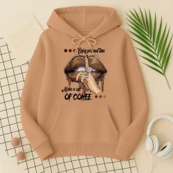Blusa de Moletom Blusa de Frio Feminina Estampada Boca Off Coffee Boca Silencio Blusão Envio Imediato