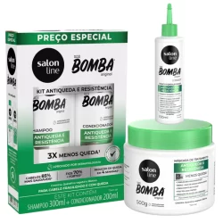 Kit SOS Bomba Antiqueda com Tônico Fortalecedor e Máscara Salon Line