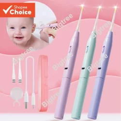 Limpador De Orelha De Bebê , Cera De Ouvido Infantil Com Luz Led Silicone Macio Ponta