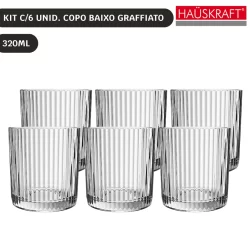 Jogo c/6 Unid Copo Baixo Graffiato 320ml Vidro Hauskraft