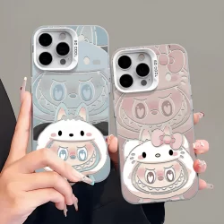 Capinha Capa Anti-impacto Luxo Antiderrapante labubu para iPhone 14 13 15 16 11 12 7 8 pro max plus xr XSMAX case