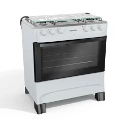 Fogão 5 Bocas a Gás Mueller com Acendimento Automático e Forno 81,6L Branco Bivolt - MFI5BB