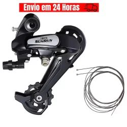 Câmbio Traseiro Sunrun 7v Bicicleta 21 Marchas Index Mega Compatível C/Shimano Cabos de Marcha Bike 24 26 29