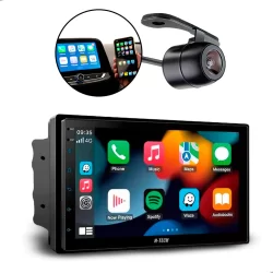 Multimídia MP5 H-Tech HT-8730CA 7'' QLED CarPlay Android Auto Octa-Core 3GB RAM 32GB Wi-Fi Bluetooth com Câmera Ré 170°
