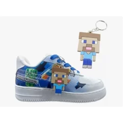 Tênis Infantil Masculino Feminino  Minecraft Com Chaveirinho Unissex Novidade 2024