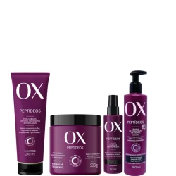Kit Completo Ox Peptídeos - Shampoo, Leave-in, Máscara e Fluído Reconstrutor 240ml